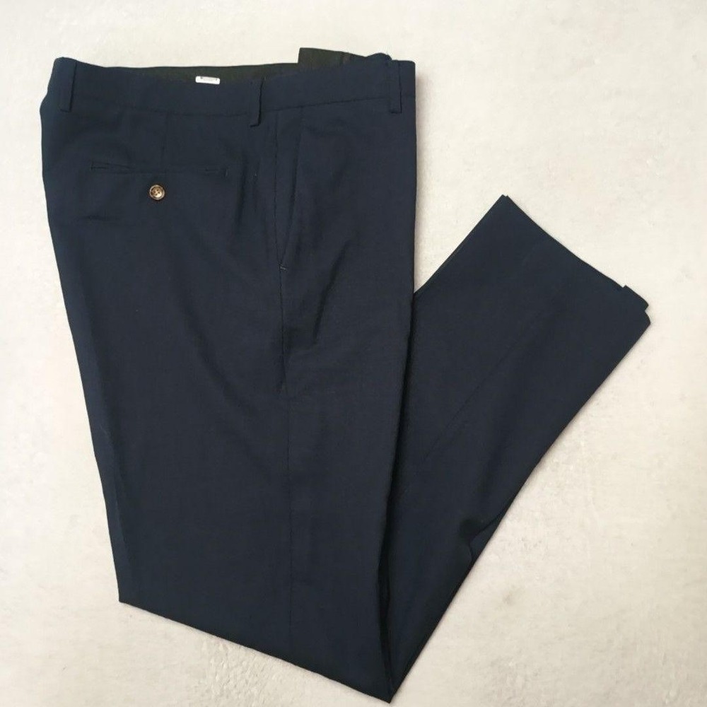 JCrew Pants Mens 36x32 Blue Tweed Thompson Slim Wool Dress Slacks Suit Work